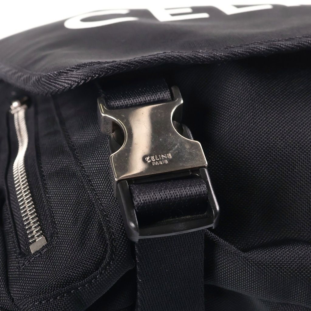 Celine Logo Trekking Messenger Bag Black Canvas Silver — view 6