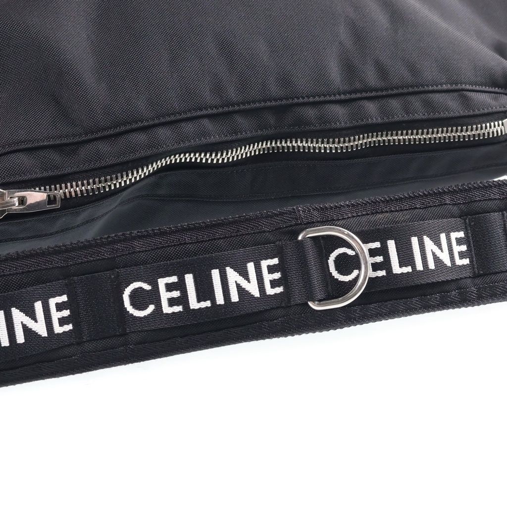 Celine Logo Trekking Messenger Bag Black Canvas Silver — view 7