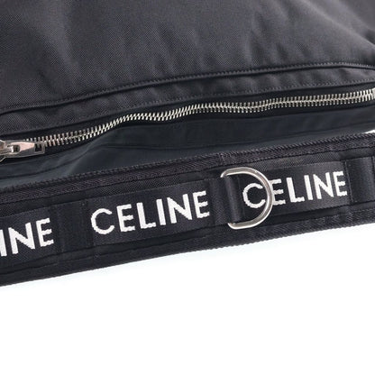 Celine Logo Trekking Messenger Bag Black Canvas Silver — view 7