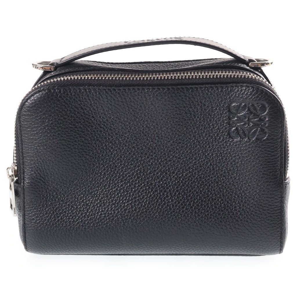 Loewe Anagram Camera Bag Cross Black Leather Silver