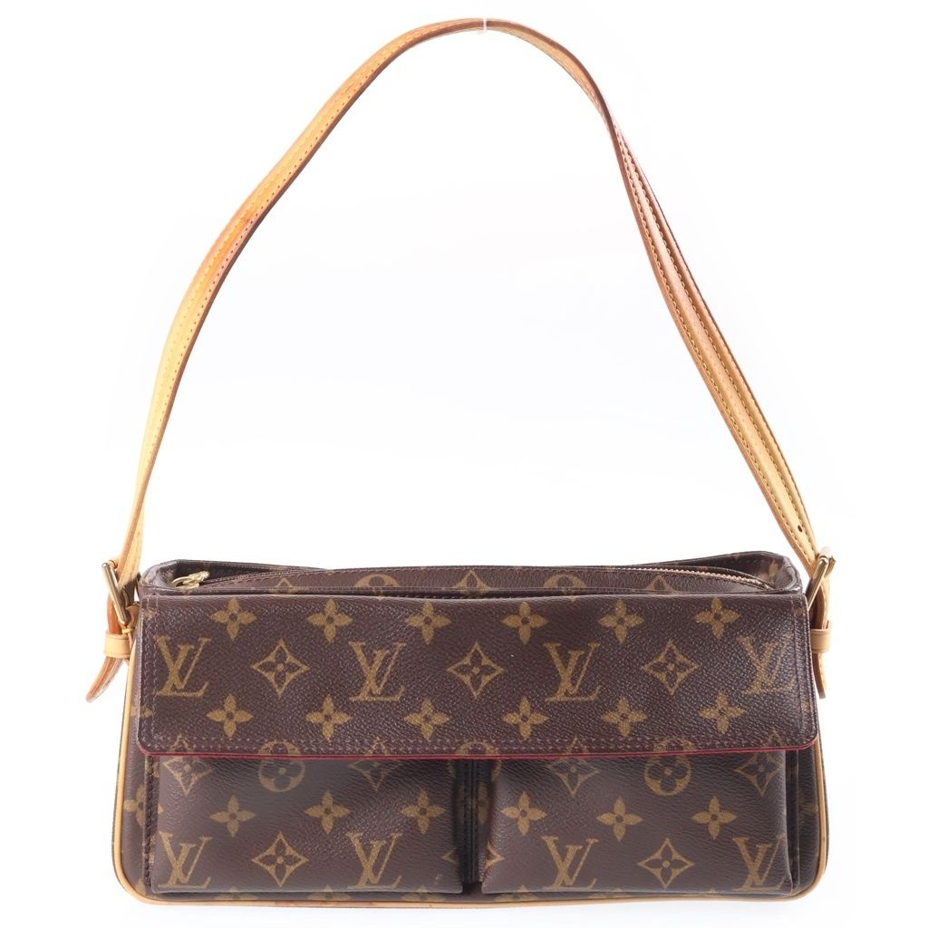 Louis Vuitton Monogram Viva Cite MM Shoulder Bag Brown Leather Gold