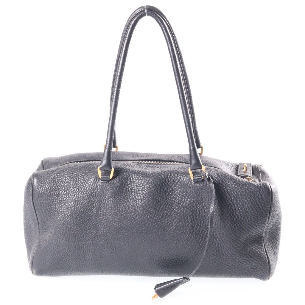Prada Leather Mini Boston Bag Black Gold — view 2