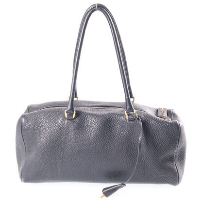 Prada Leather Mini Boston Bag Black Gold — view 2