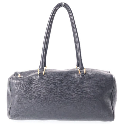Prada Leather Mini Boston Bag Black Gold