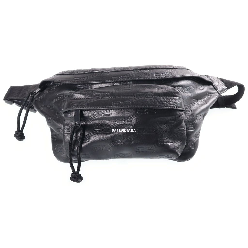 Balenciaga BB Signature Beltpack Embossed Belt Bag Black