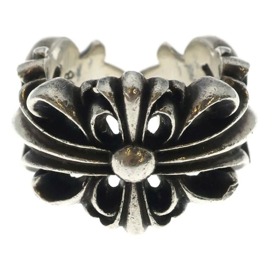 Chrome Hearts Dbl Flrl Double Floral Cross Ring Silver