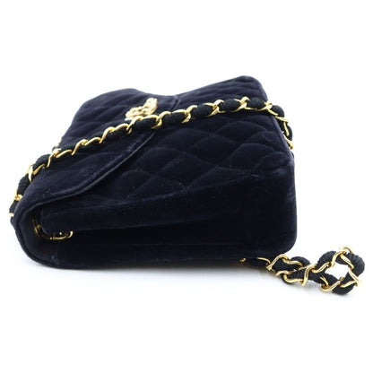 Chanel Quilted 20 S Flap S Chain Shoulder Bag Black Velour Gold — view 3