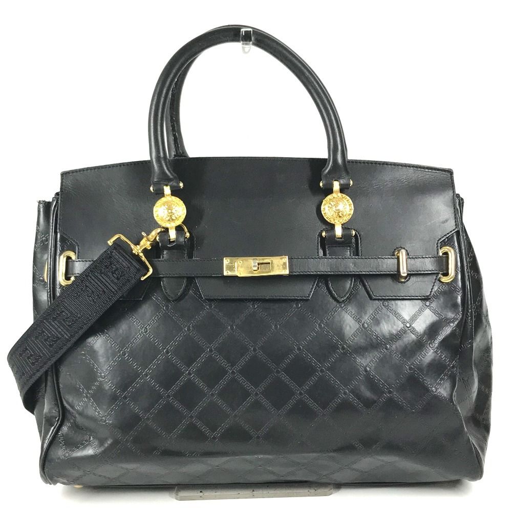 Versace Boston Bag Medusa Logo Leather Black