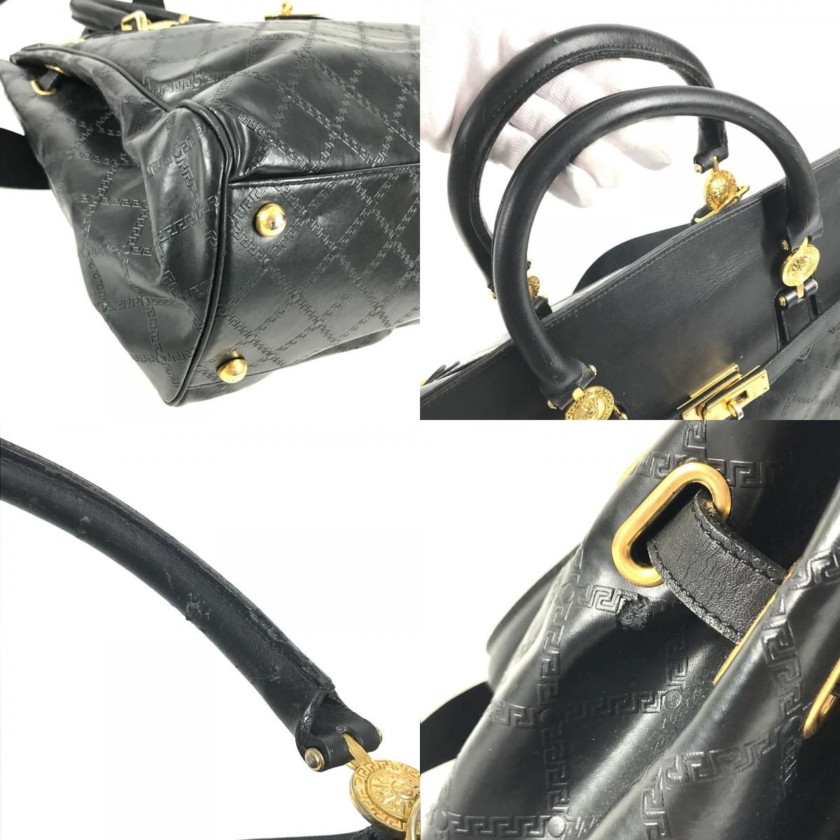 Versace Boston Bag Medusa Logo Leather Black — view 7