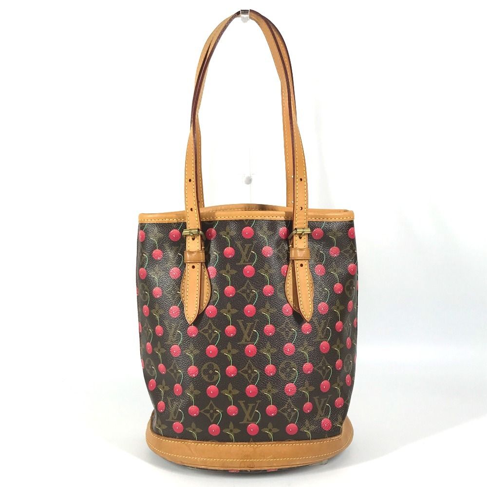 Louis Vuitton Shoulder Bag Bucket PM Monogram Cherry Canvas Brown — view 2