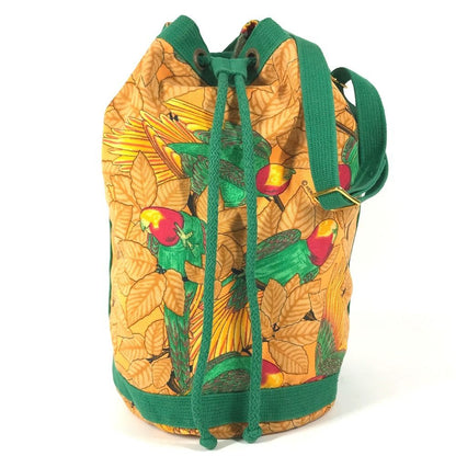 Hermes Shoulder Bag Bird Pattern Cotton Green