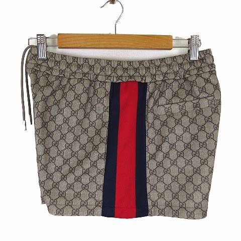 Gucci Model Pants GG Technical Jersey Shorts Supreme Beige Ebony Red Navy S — view 3