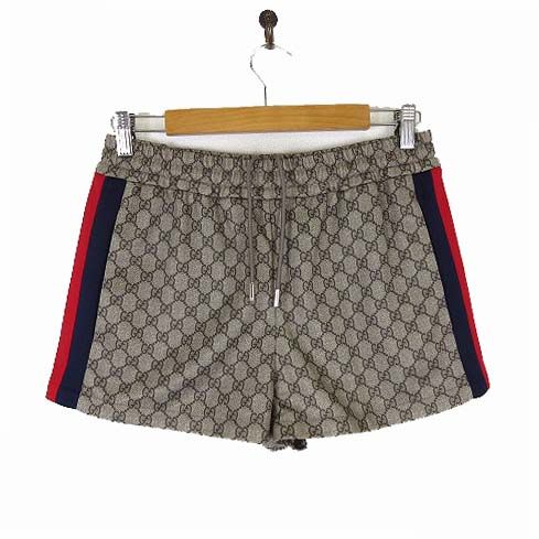Gucci Model Pants GG Technical Jersey Shorts Supreme Beige Ebony Red Navy S