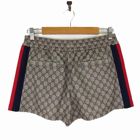 Gucci Model Pants GG Technical Jersey Shorts Supreme Beige Ebony Red Navy S — view 2