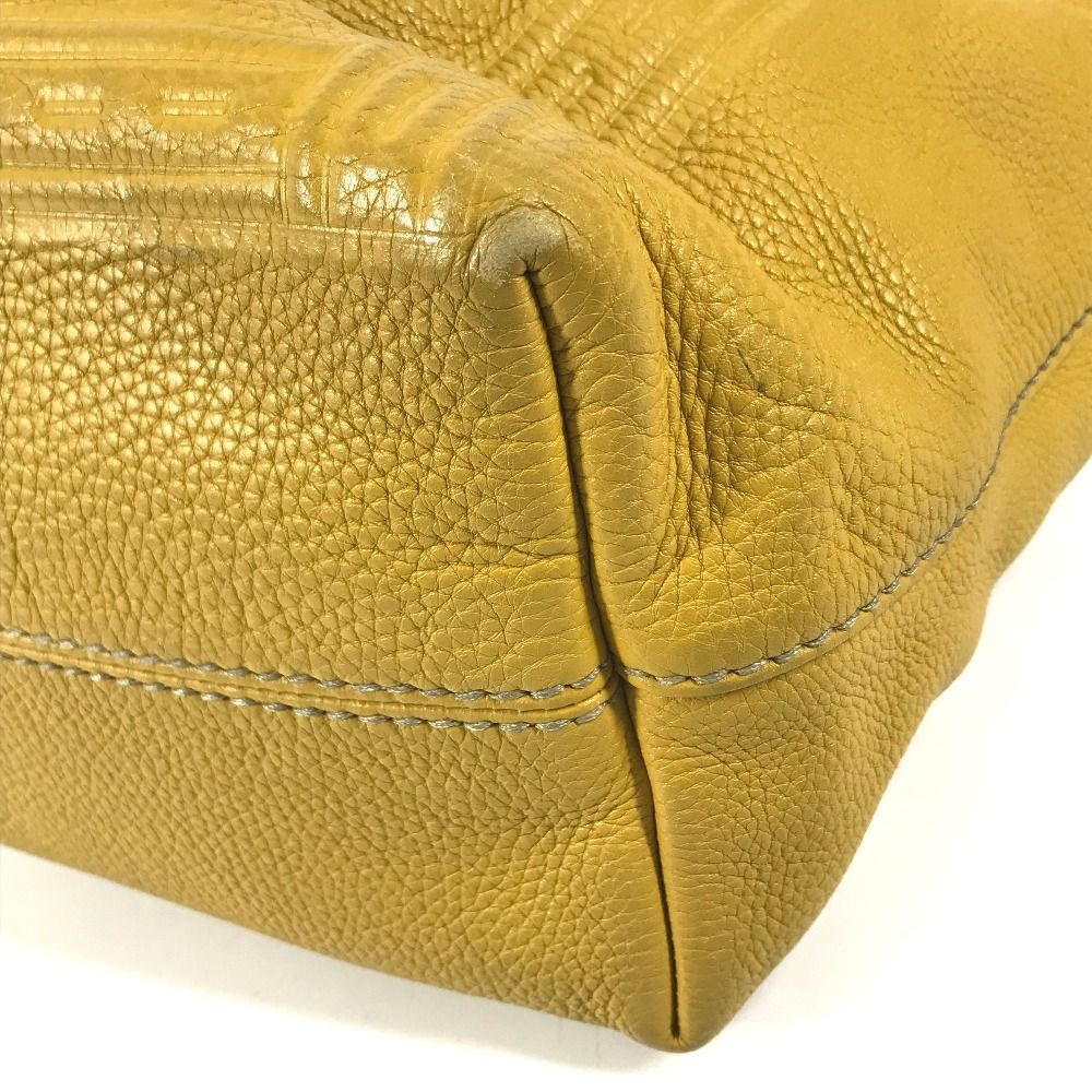 Fendi Shoulder Bag Selleria Logo Horse Pattern Leather Yellow — view 6