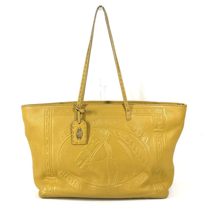 Fendi Shoulder Bag Selleria Logo Horse Pattern Leather Yellow