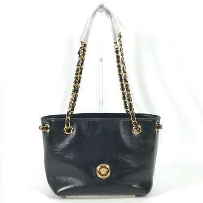 Versace Shoulder Bag Medusa Logo Leather Black