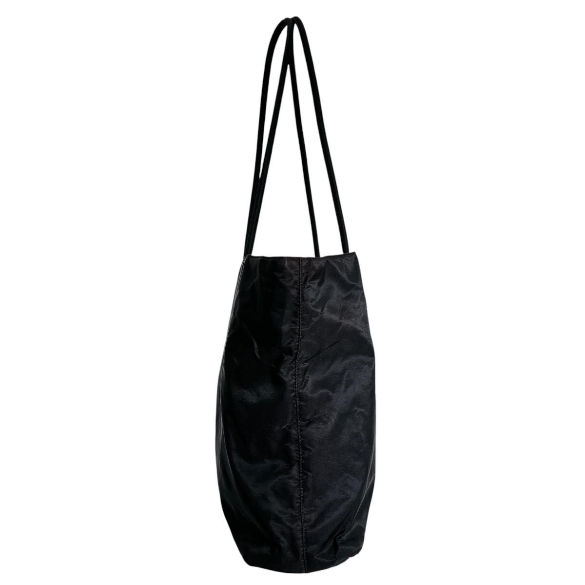 Prada Triangle Logo Lightweight Tote Bag Black — view 4