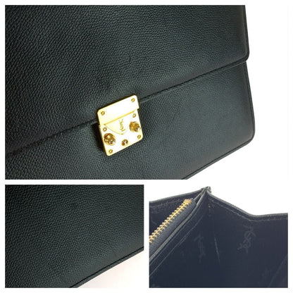 Saint Laurent Black Gold Leather Clutch — view 5