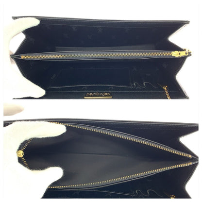 Saint Laurent Black Gold Leather Clutch — view 8