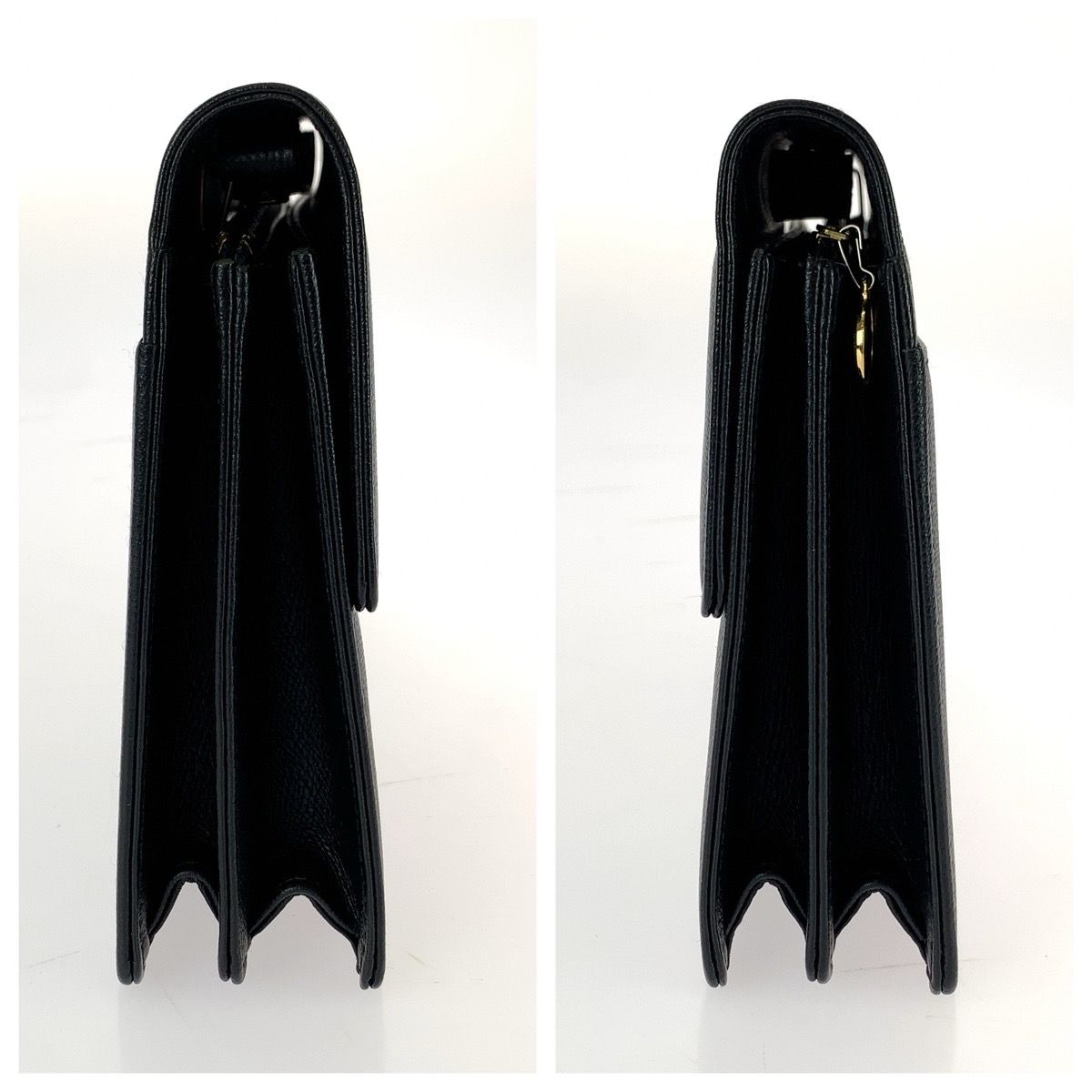 Saint Laurent Black Gold Leather Clutch — view 7