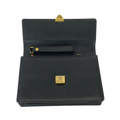 Saint Laurent Black Gold Leather Clutch — view 4