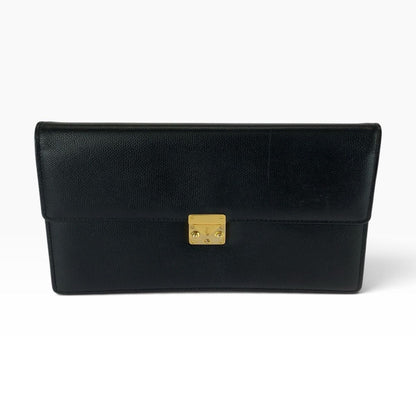 Saint Laurent Black Gold Leather Clutch
