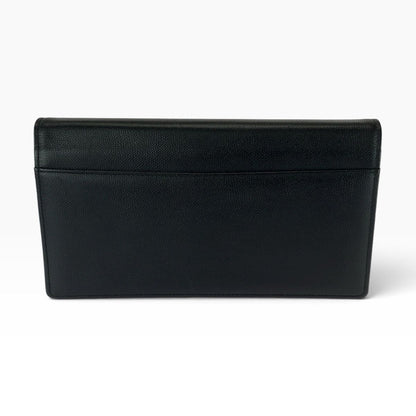 Saint Laurent Black Gold Leather Clutch — view 2