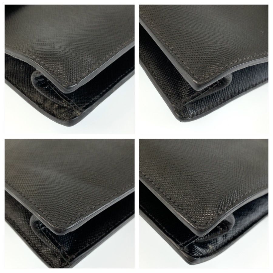 Prada Saffiano Black Silver Leather Clutch — view 3