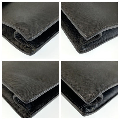 Prada Saffiano Black Silver Leather Clutch — view 3