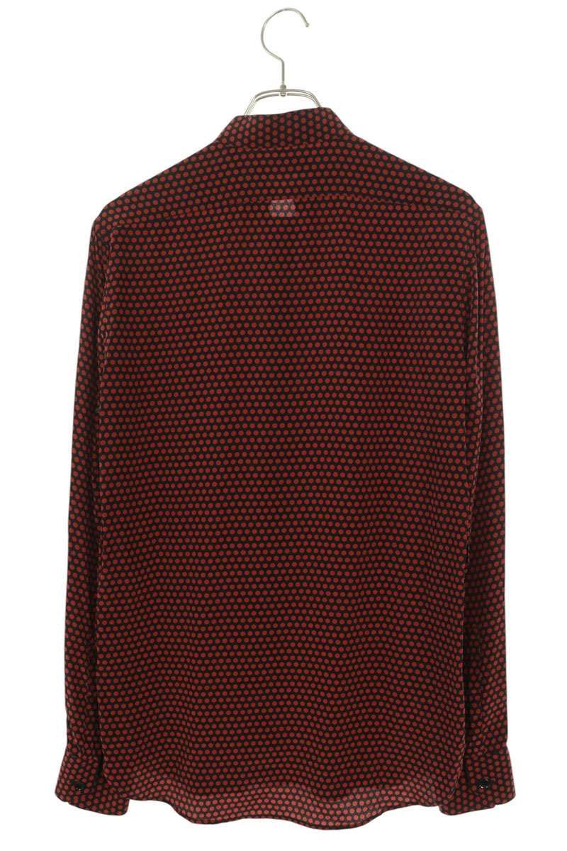 Saint Laurent Paris Dot Patternsilk Long Sleeve Shirt 37 — view 2
