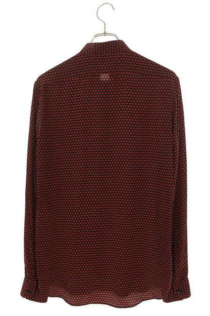 Saint Laurent Paris Dot Patternsilk Long Sleeve Shirt 37 — view 2