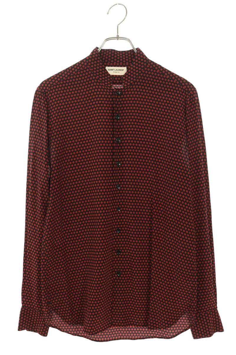 Saint Laurent Paris Dot Patternsilk Long Sleeve Shirt 37