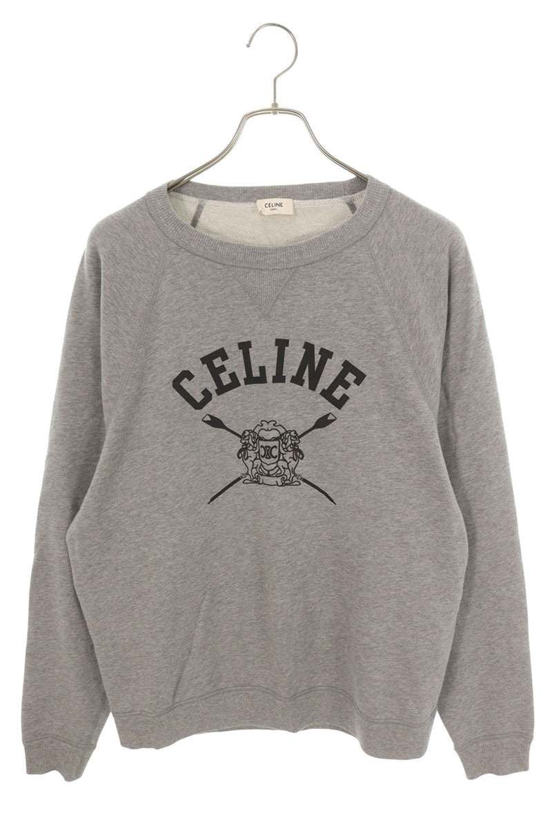 Celine Logo Emblem Print Crew Neck Sweatshirt