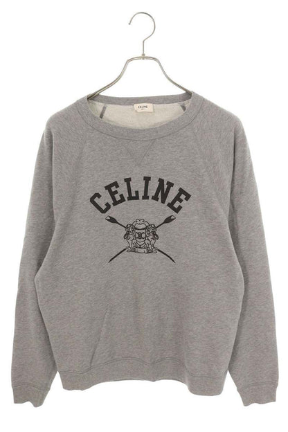 Celine Logo Emblem Print Crew Neck Sweatshirt