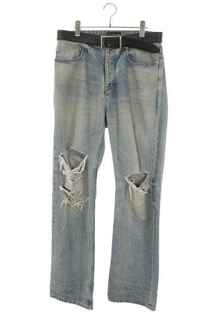 Balenciaga Belted Vintage Processed Denim Pants
