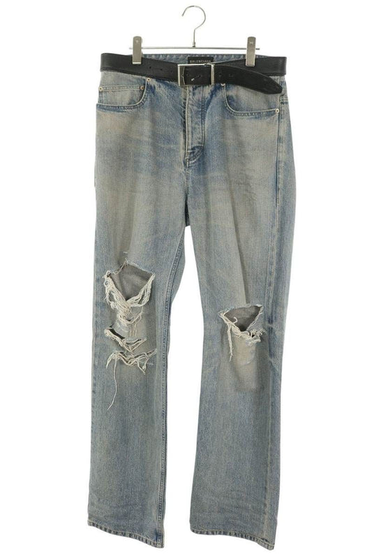 Balenciaga Belted Vintage Processed Denim Pants