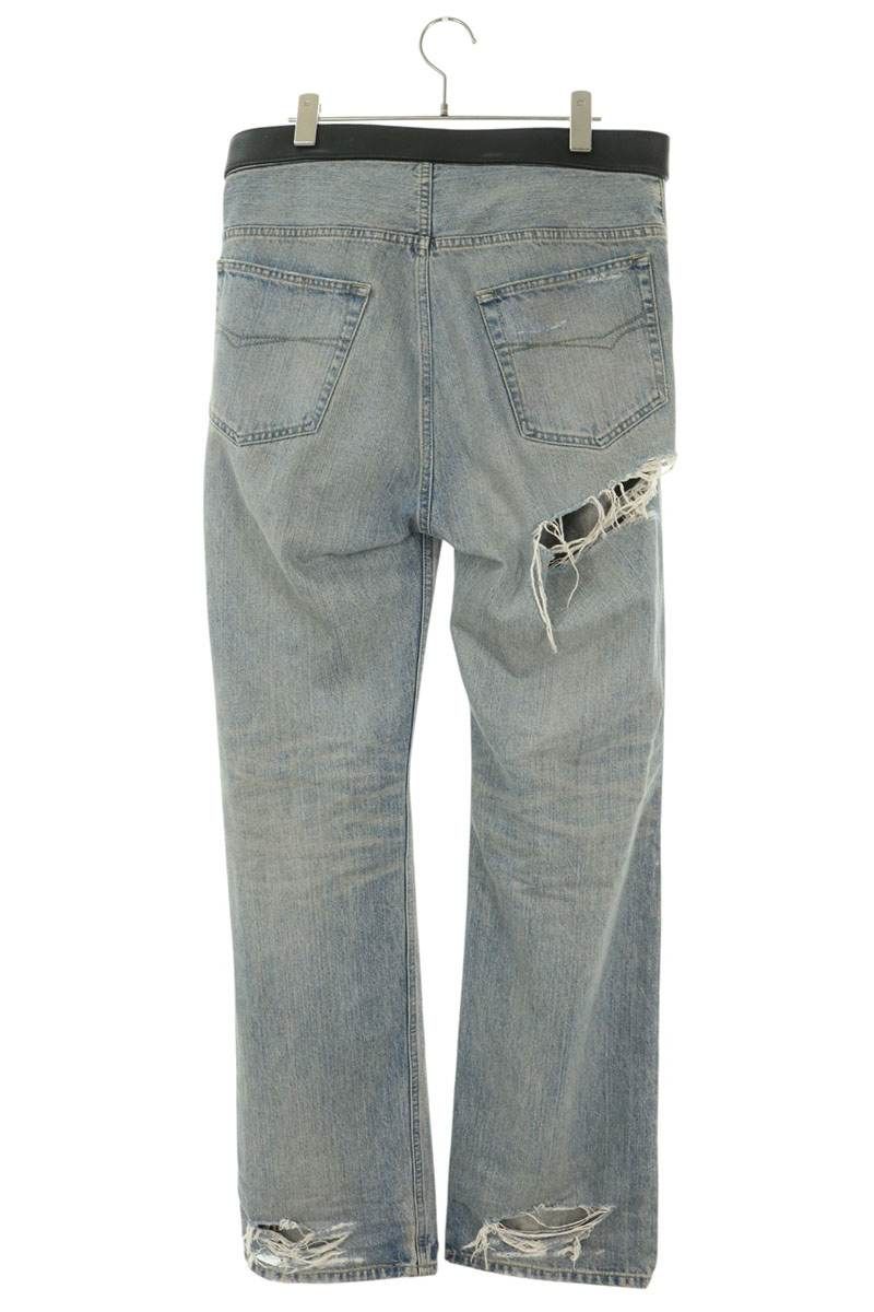 Balenciaga Belted Vintage Processed Denim Pants — view 2