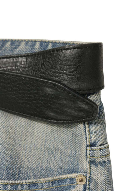 Balenciaga Belted Vintage Processed Denim Pants — view 3