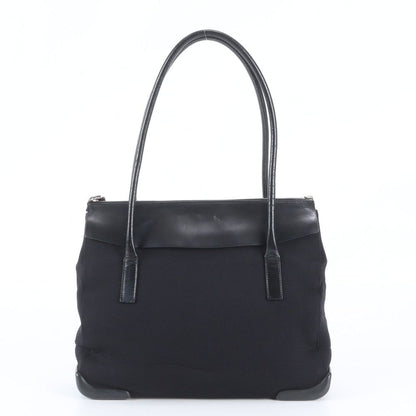 Prada Tessuto Nylon Leather Tote Bag Shoulder Hand Black