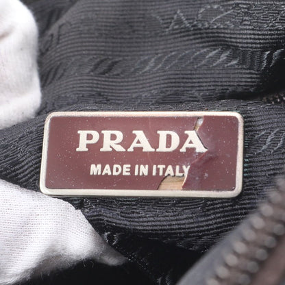 Prada Tessuto Nylon Triangle Logo Leather Shoulder Bag Crossbody Messenger Black — view 8