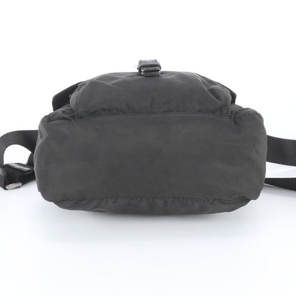 Prada Tessuto Nylon Triangle Logo Leather Shoulder Bag Crossbody Messenger Black — view 6