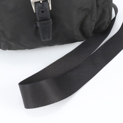 Prada Tessuto Nylon Triangle Logo Leather Shoulder Bag Crossbody Messenger Black — view 2
