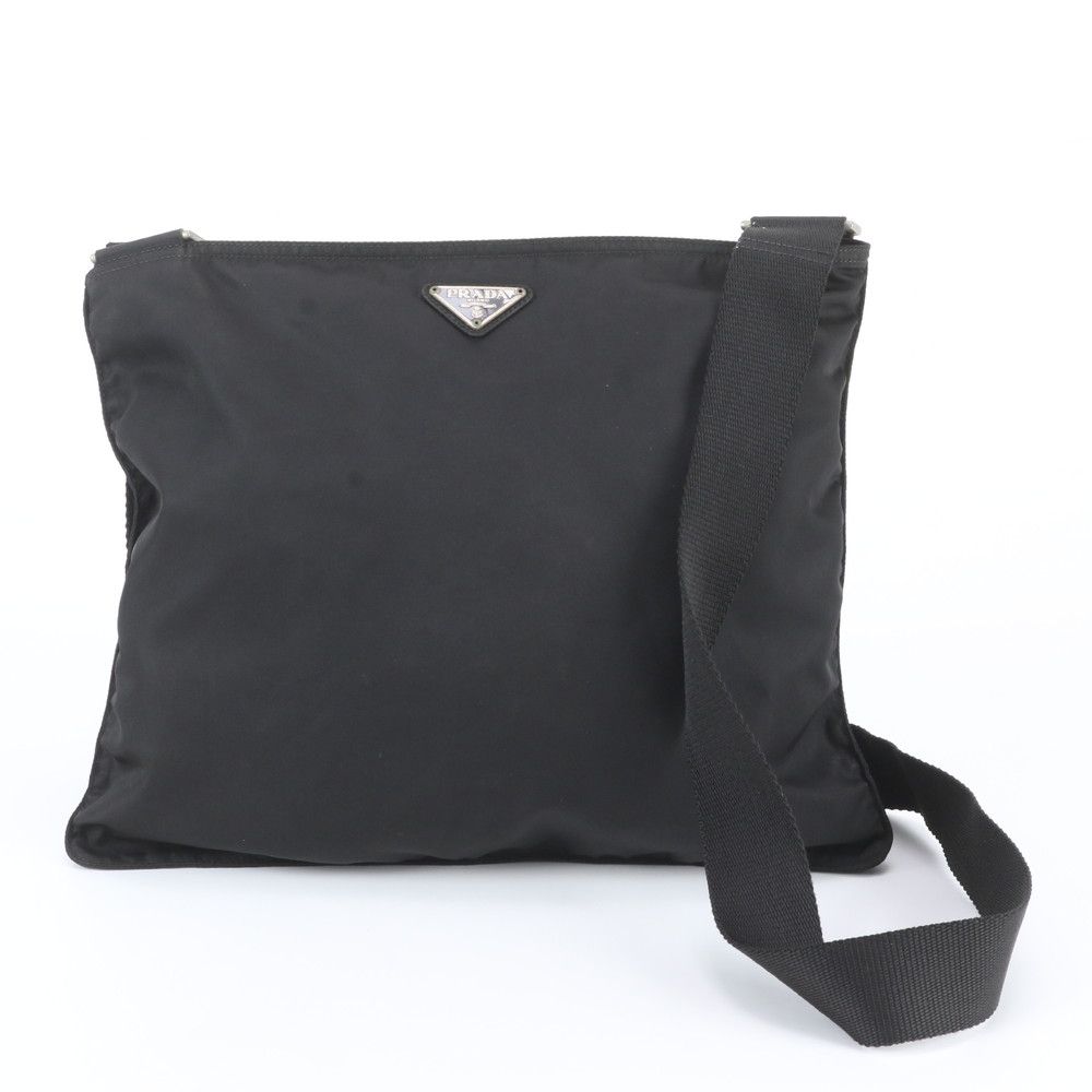 Prada Tessuto Nylon Triangle Logo Leather Shoulder Bag Crossbody Messenger