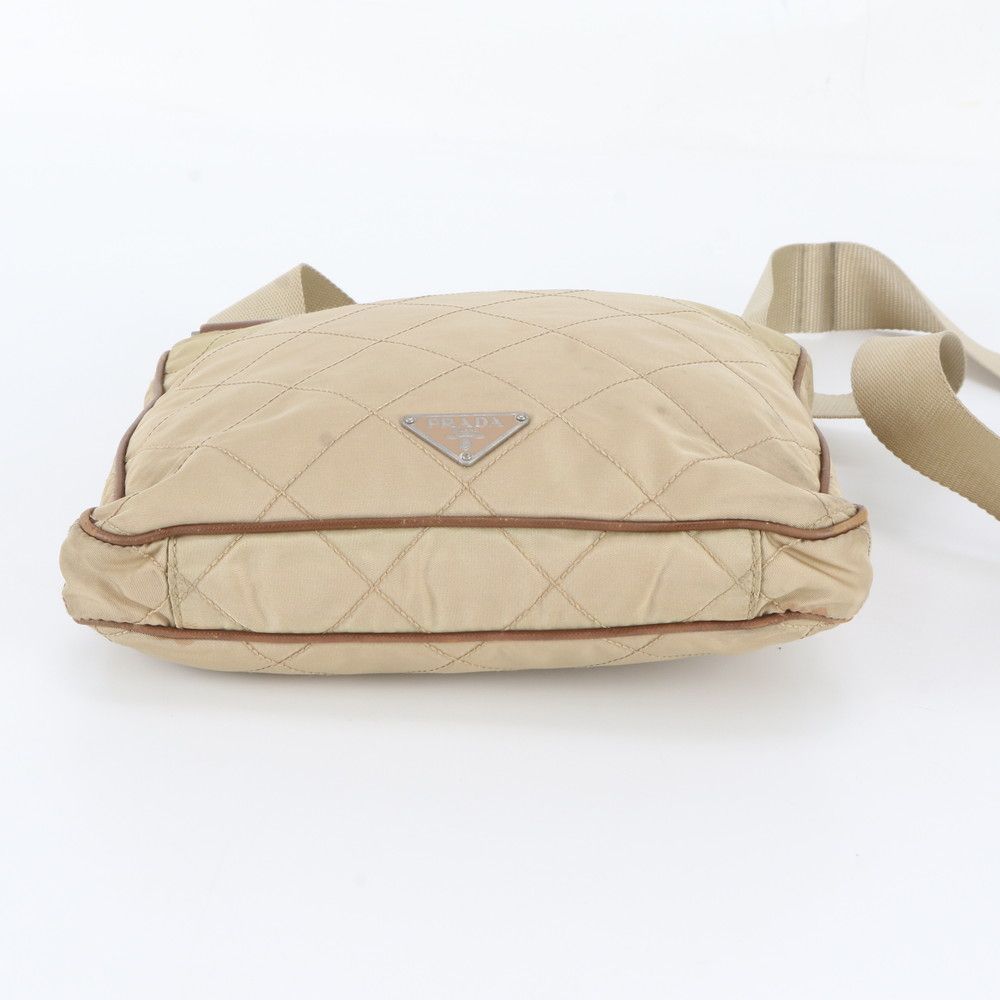 Prada Tessuto Nylon Quilted Triangle Logo Leather Shoulder Bag — view 6