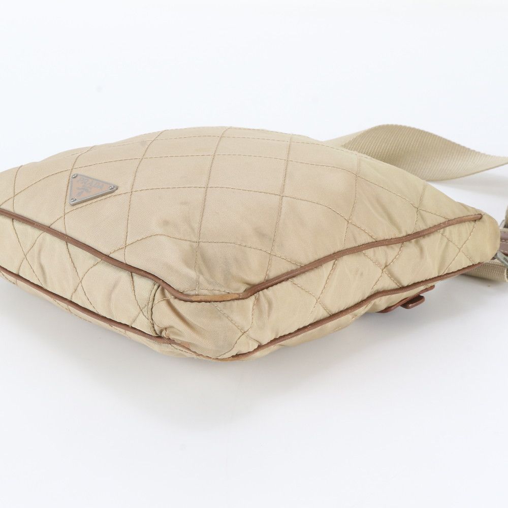 Prada Tessuto Nylon Quilted Triangle Logo Leather Shoulder Bag — view 4