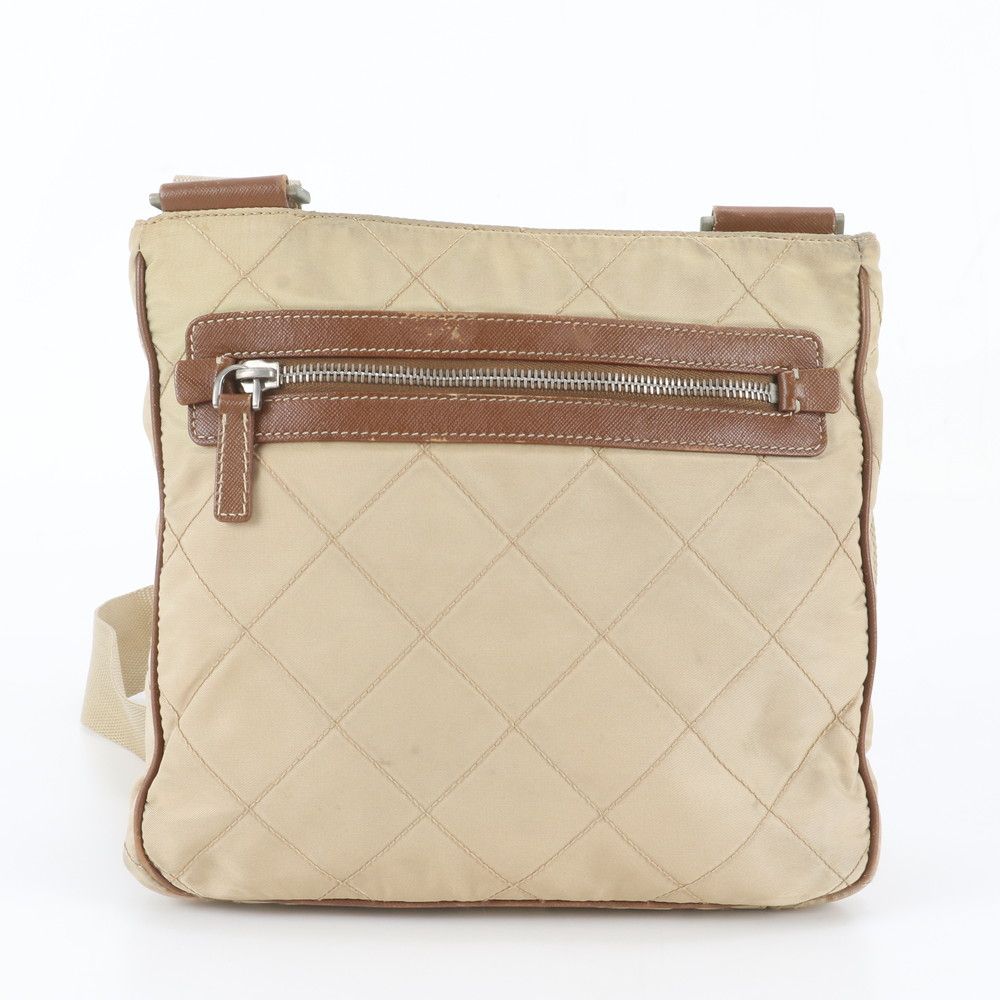 Prada Tessuto Nylon Quilted Triangle Logo Leather Shoulder Bag — view 3