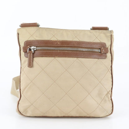 Prada Tessuto Nylon Quilted Triangle Logo Leather Shoulder Bag — view 3