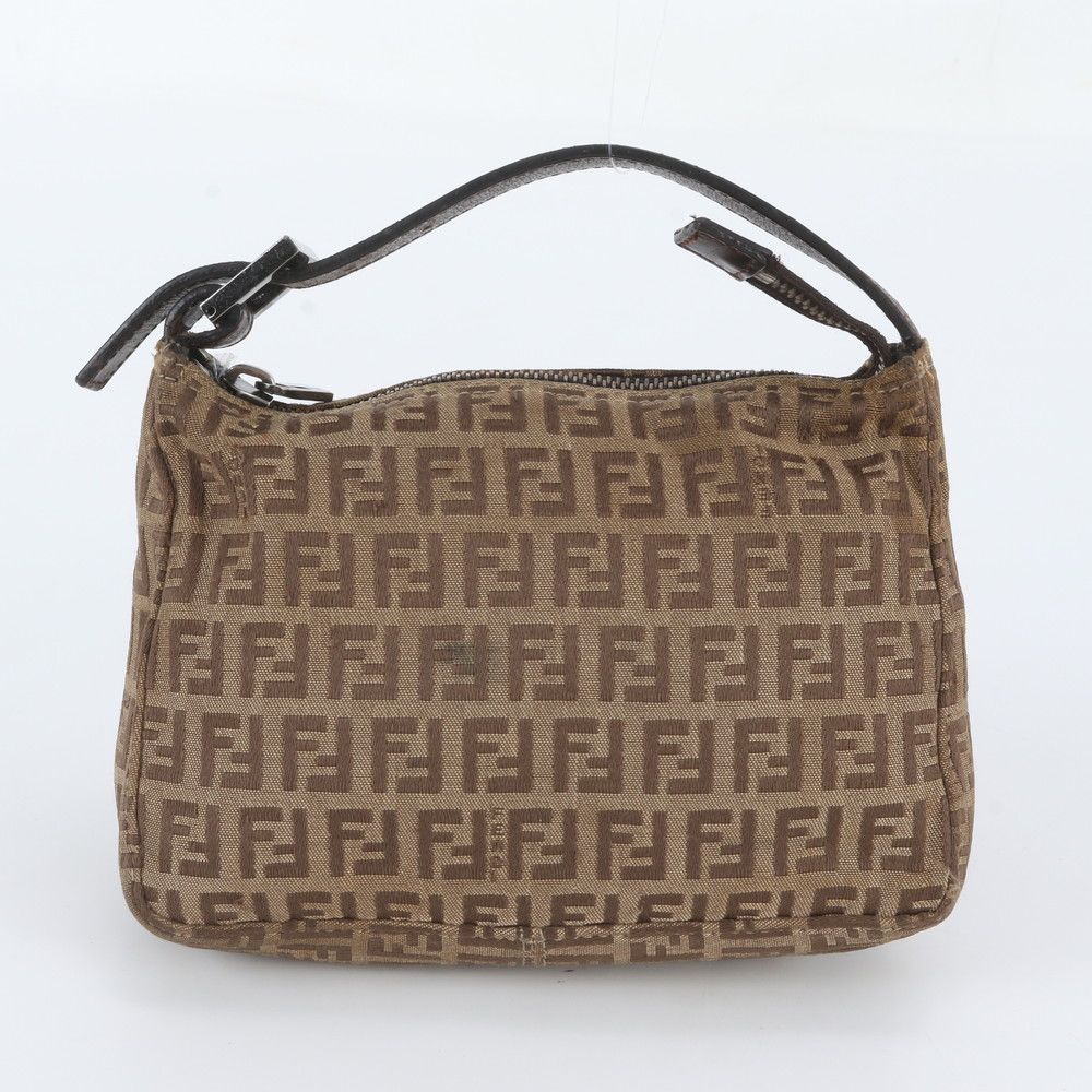Fendi Zucchino Leather Canvas Handbag