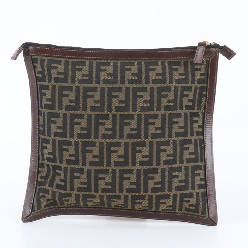 Fendi Zucca Leather Canvas Clutch Pouch Business — view 2